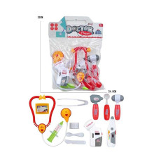 Набір лікаря 5507-11 (120/2) стетоскоп, шприц, ложка, ніж, пластир, молоточок, термометр, пульсометр, щипці, бейдж, в пакеті