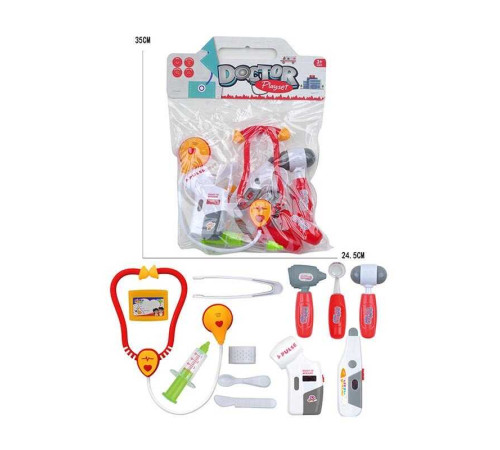 Набір лікаря 5507-11 (120/2) стетоскоп, шприц, ложка, ніж, пластир, молоточок, термометр, пульсометр, щипці, бейдж, в пакеті – в наличии! Купите сейчас у KAZKOVA