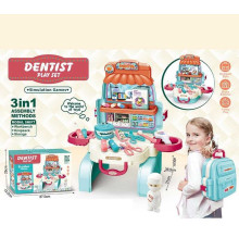 Набір лікаря 828-47 (18) “Стоматологія”, валіза - кабінет, лікар, термометр, ножиці, люстерко, пігулки, щелепа, інструменти лікаря, в коробці
