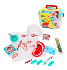 гр Набір стоматолога 7365 (8) "Technok Toys", 16 елементів, зубна щітка, халат, шапочка, щелепа, інструменти, у валізі