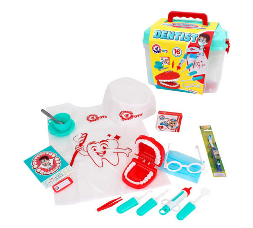 гр Набір стоматолога 7365 (8) "Technok Toys", 16 елементів, зубна щітка, халат, шапочка, щелепа, інструменти, у валізі – в наличии! Купите сейчас у KAZKOVA
