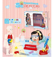 Набір лікаря W 604 (24) світло, лялька-людина, органи, 14 аксесуарів, мікроскоп, пробірки, захисні окуляри, в коробці