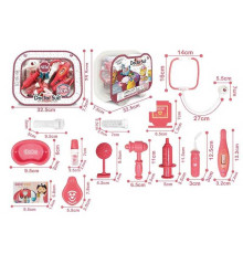 Набір лікаря 8827 A-1 (24) підсвічування, звук серцебиття, медичне приладдя, муляжі ліків, в слюді