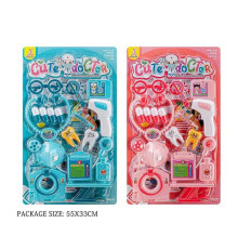 Набір лікаря 392-5 (48/2) 2 види, стетоскоп, томограф, термометр, маска, кушетка, окуляри, аксесуари, на листі