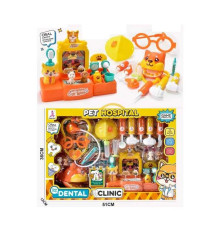 Набір лікаря 392-10 (20) стетоскоп, окуляри, стоматологічні аксесуари, щелепа, фігурки тваринок, в коробці