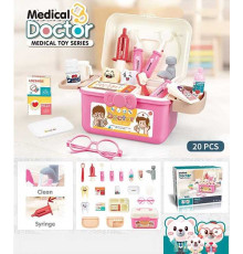 Набір лікаря PT 2 A (36/2) "Doctor Medical", 20 елеметів, помпове накачування, колір рожевий, у коробці