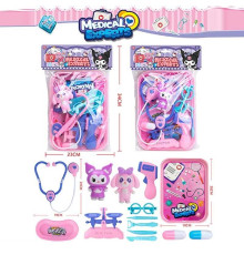 Набір лікаря 999 B-8 (120/2) 2 види, стетоскоп, термометр, інструменти, таця, таблетка, ваги, герой, в пакеті