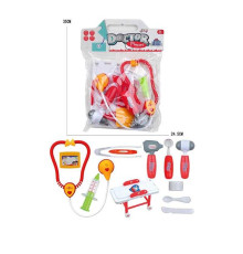 Набір лікаря 5507-6 (120/2) кушетка, стетоскоп, шприц, отоскоп, щипці, пластир, ніж, ложка, бейдж, в пакеті