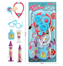 Набір лікаря 58721 (108/2) стетоскоп, 2 шприци, ліки, окуляри, на листі