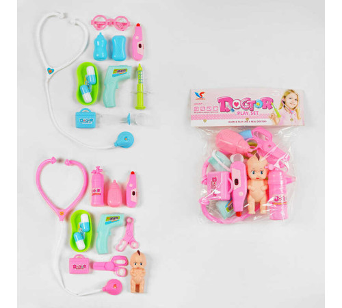 Набір лікаря E 6011 A / E 6011 (84/2) 2 види, 11 елементів, термометр, пупс, у пакеті – в наличии! Купите сейчас у KAZKOVA