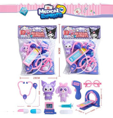 Набір лікаря 999 B-9 (120/2) 2 види, стетоскоп, термометр, шприц, таблетка, рентгенівський екран, герой, в пакеті