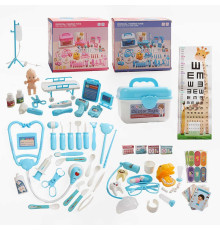 Набір лікаря 839-021 (48) 2 види, 73 елементи, пупсик, бокс, окуляри, стетоскоп, звук серцебиття, підсвічування, термометр, ліхтарик, молоточок, медичне приладдя, в коробці