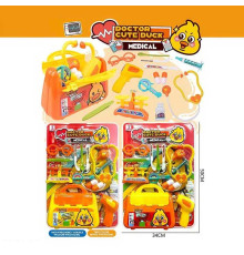 Набір лікаря 398-28 (48/2) 2 види, кейс, стетоскоп, окуляри, ваги, шприц, пінцет, термометр, пігулки, аксесуари, на листі