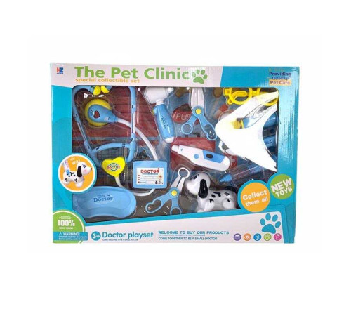 Набір ветеринара HZ 868 A (36/2) улюбленець, звуки, підсвічування, стетоскоп, термометр, окуляри, шприц, ніж, ножиці, щипці, 2 молоточки, бейдж, медичний піднос, в коробці – в наличии! Купите сейчас у KAZKOVA