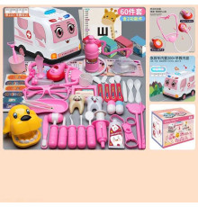 Набір лікаря 839-022 (48) 60 елементів, карета швидкої допомоги, розмір: 21х14.5х15 см, підсвічування, звук, англійською мовою, стетоскоп, інструменти дантиста, в коробці