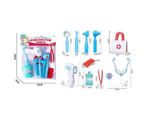 Набір лікаря A 80-1 (144/2) термометр, стетоскоп, дзеркальце для огляду, пінцет, медична сумочка, в пакеті – в наличии! Купите сейчас у KAZKOVA