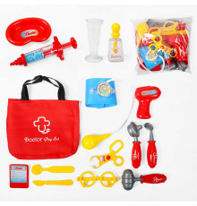 Набір лікаря KJ 1925 A-7 (24/2) стетоскоп, термометр, молоточок, дзеркало, мірна склянка, шприц, тонометр, отоскоп, пляшечка,окуляри, сумка, в пакеті