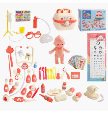 Набір лікаря 768 L (36/2) пупсик, стетоскоп, звук серцебиття, підсвічування, термометр, ліхтарик, молоточок, медичне приладдя, інструменти для огляду, в боксі, в коробці