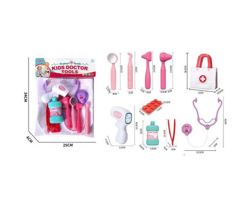 Набір лікаря A 80-2 (144/2) термометр, стетоскоп, дзеркальце для огляду, пінцет, медична сумочка, в коробці – в наличии! Купите сейчас у KAZKOVA