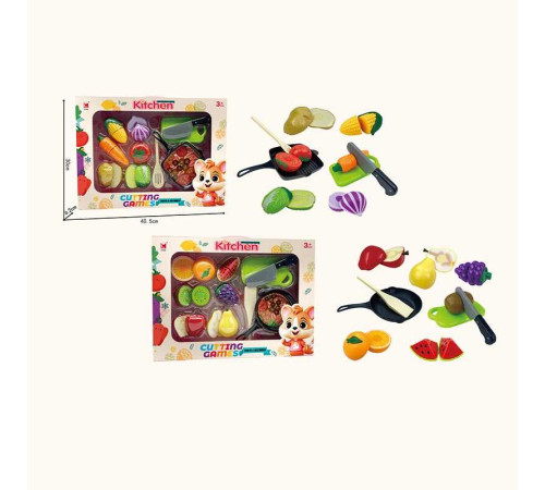 Продукти на липучці 1291 AB (36) 2 види, 10 елементів, ніж, дошка, пательня, в коробці