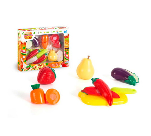 Набір продуктів “Кулінарна фантазія” 22260 (96/2) "WToys", 12 елементів, овочі та фрукти на липучках, дошка для нарізання, ніж, в коробці – в наличии! Купите сейчас у KAZKOVA