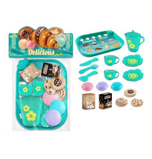 Набір продуктів 99015 (120/2) таця, 2 чашки, 2 блюдця, чайничок, ніж, ложка, вилка, печиво, коробочки з кавою і цукром, в пакеті