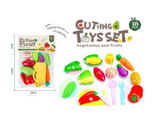 Продукти на липучці 2208 A9 (72/2) дошка та ніж для “нарізання”, тарілка, ложка, вилка, в пакеті