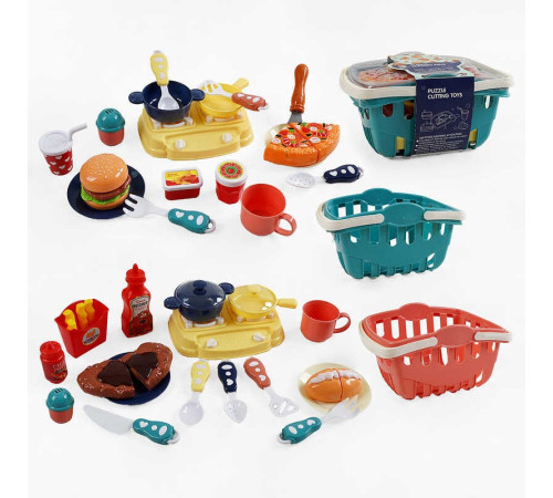 Набір продуктів 848-226 (48/2) 2 види, посуд, ніж, плита, продукти на липучках, в кошику