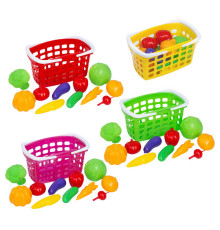 гр Кошик з ручкою та овочами 010/7 (10) "Bamsic", розмір - 31х18х17, 11 овочів, в сітці