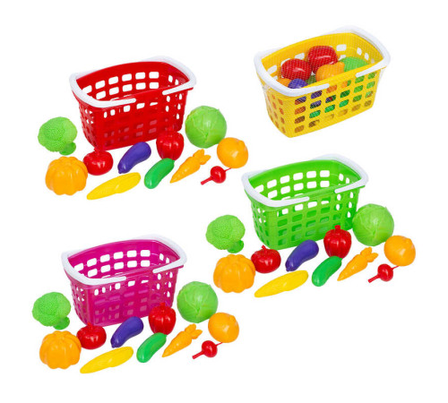 гр Кошик з ручкою та овочами 010/7 (10) "Bamsic", розмір - 31х18х17, 11 овочів, в сітці