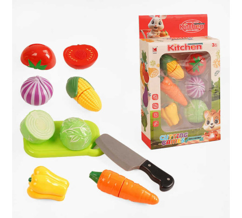 Продукти на липучках 1294 B (60/2) 6 овочів, ніж та дошка для нарізання, в коробці