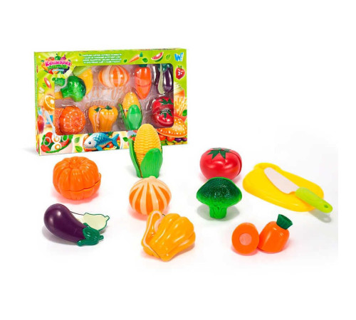 Набір продуктів “Кулінарна фантазія” 77820 (64/2) "WToys", 18 елементів, овочі на липучках, дошка для нарізання, ніж, в коробці – в наличии! Купите сейчас у KAZKOVA