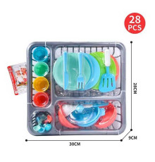 Набір посуду BJ 008 (36) 28 елементів, тарілки, ложки, виделки, сковорідка, склянки, лопатка, в слюді