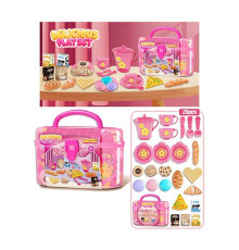 Набір продуктів 99022 (72/2) 25 елементів, 2 чашки, 3 блюдця, чайничок, ніж, ложка, вилка, смаколики, коробочки з напоями, в боксі