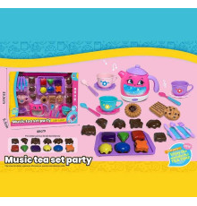 Набір посуду 3222 D (30) чайник, підсвічування, звуки, мелодії, датчики руху, на батарейках, посуд, солодощі, в коробці