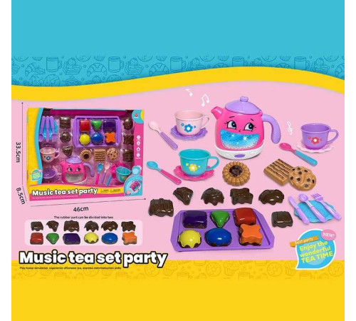 Набір посуду 3222 D (30) чайник, підсвічування, звуки, мелодії, датчики руху, на батарейках, посуд, солодощі, в коробці