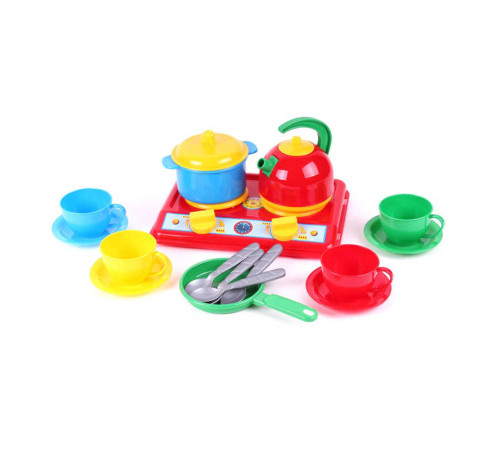 гр Кухня "Галинка 5" 1851 (12) "Technok Toys", плита, посуд на 4 персони, чайник, пательня, каструля, в пакеті – в наличии! Купите сейчас у KAZKOVA