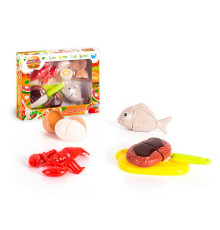 Набір продуктів “Кулінарна фантазія” 44580 (96/2) "WToys", 12 елементів, на липучках, дошка для нарізання, ніж, в коробці