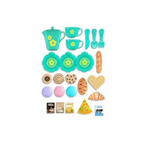 Набір продуктів 99025 (72/2) 24 елементи, 2 чашки, 3 блюдця, чайничок, ніж, ложка, вилка, смаколики, коробочки з напоями, У ПАКЕТІ