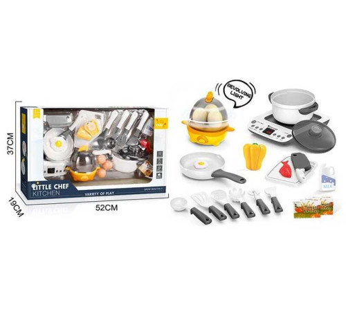 Плитка з посудкою BC 9013 (10) 18 елементів, звук, підсвічування, яйцеварка, настільна електрична плита, посуд, продукти, в коробці