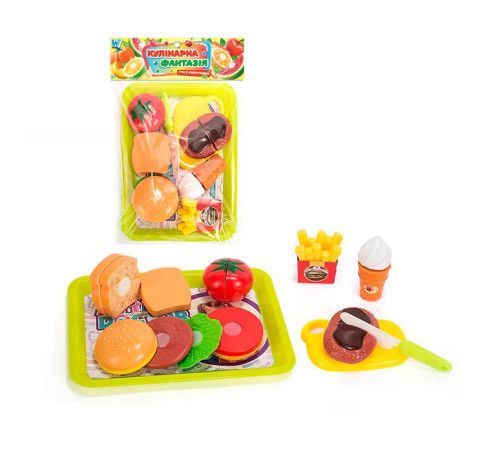 Набір продуктів “Кулінарна фантазія” 551188 (96/2) "WToys", 18 елементів, на липучках, дошка для нарізання, ніж, таця, у пакеті – в наличии! Купите сейчас у KAZKOVA