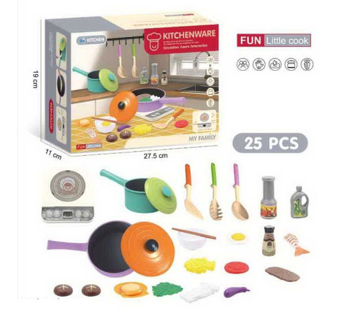 Набір посуду KT 26 (48/2) репліки англійською мовою, звуки, пісеньки, підсвічування, посуд, муляжі продуктів, в коробці