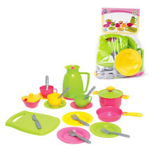 гр Набір посуду №3 1783 (12) "Technok Toys" каструля, сковорідка, кришка, цукорниця, кавник, чайний сервіз, столові прилади, 20см, в пакеті