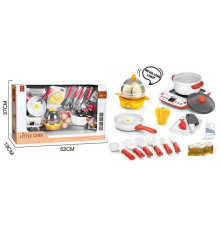 Плитка з посудкою BC 9014 (10) плита, звук, підсвічування, від батарейок, яйцеварка, мелодії, продукти, лопатки, каструля, дощечка, пательня, в коробці