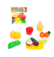 Набір продуктів “Кулінарна фантазія” 556622 (144/2) "WToys", 14 елементів, овочі та фрукти на липучках, дошка для нарізання, ніж, у пакеті