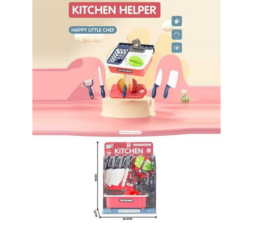 Набір посуду GJJ-H 77 Штрих=01478 (48/2) муляж мийки з краном, фрукт на липучці, ножі, дошка для нарізання, у слюді