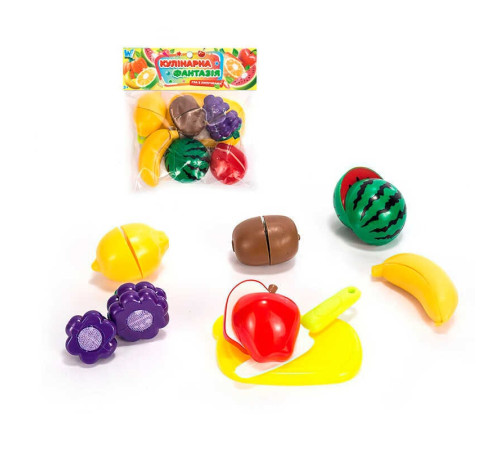 Набір продуктів “Кулінарна фантазія” 556644 (144/2) "WToys", 14 елементів, фрукти на липучках, дошка для нарізання, ніж, у пакеті – в наличии! Купите сейчас у KAZKOVA