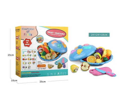 Набір продуктів 130 B1 (36/2) фрукти, овочі, ніж, дошка для нарізання, в коробці