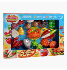 Набір продуктів “Кулінарна фантазія” 10280 (36/2) "WToys", 24 елементи, овочі та фрукти на липучках, дошка для нарізання, ніж, в коробці
