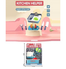 Набір посуду GJJ-L 77 Штрих=01485 (48/2) муляж мийки з краном, фрукт на липучці, ножі, дошка для нарізання, у слюді